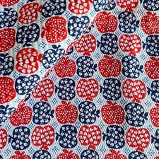 2.8 YD 1970s Apple Print Seersucker Fabric Vintage