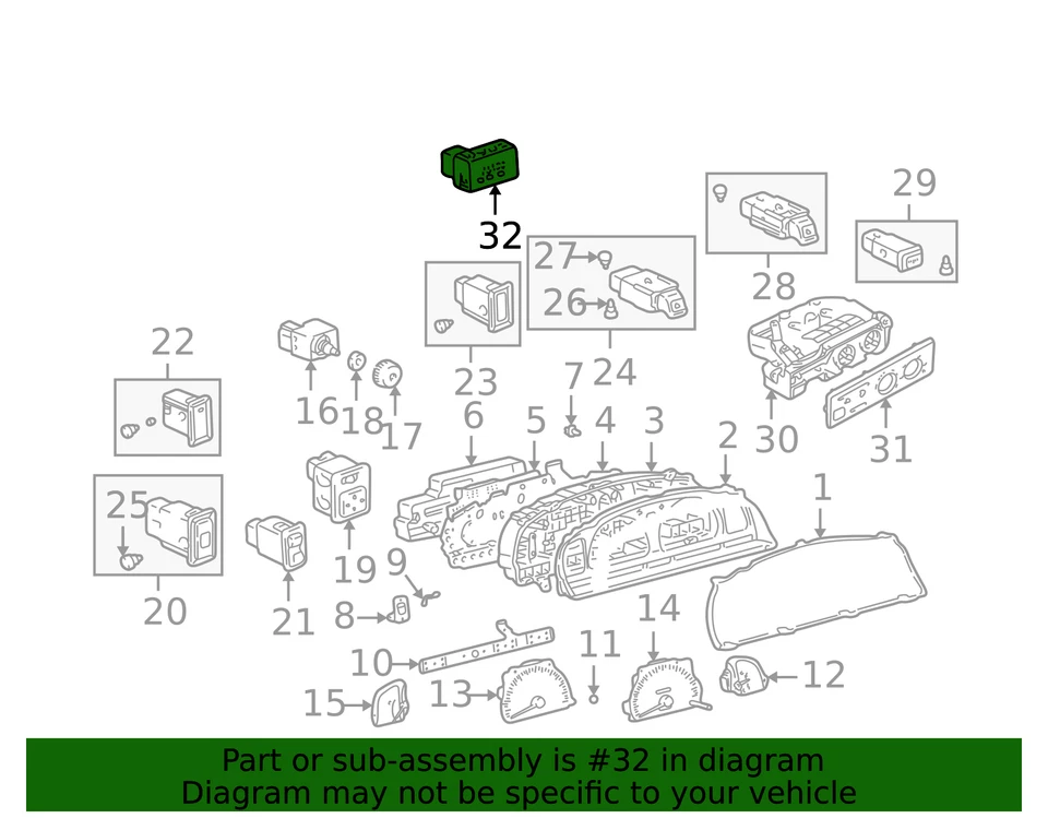 Conjunto de reloj digital Toyota 4Runner 96-02 - pieza OEM # 83910-26020 Foto 3 de 3