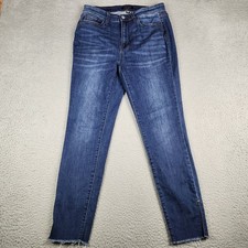 Judy Blue Jeans Womens 11/30 Blue Skinny Fit Faded Stretch Cutoff Tapered Leg