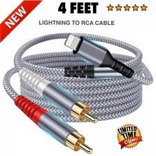 4FT iOS Adapter TO 2-Male Y Splitter RCA Cable Audio Aux Cord For iPhone iPad