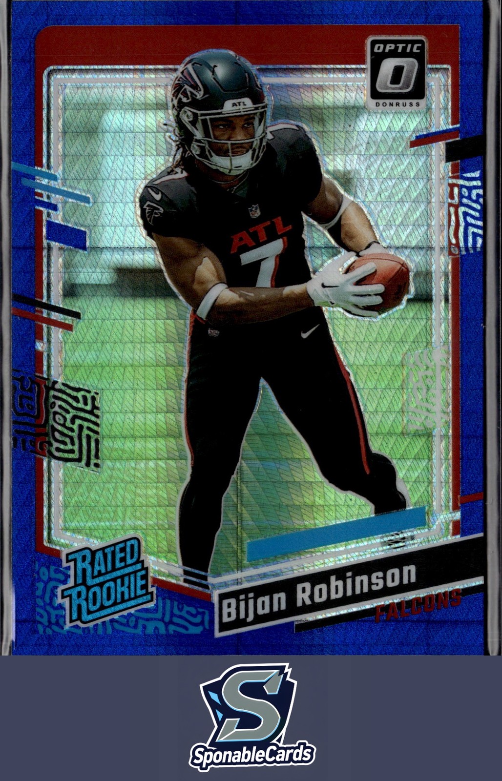 2023 Donruss Optic #206 Bijan Robinson Blue Hyper