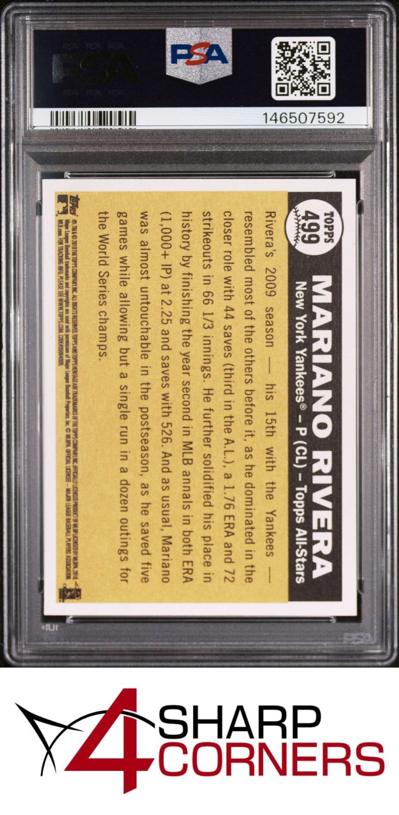 2010 TOPPS HERITAGE #499 MARIANO RIVERA YANKEES HOF PSA 10 view 2
