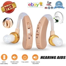 A Pair of Digital Hearing Aids BTE Sound Voice Amplifier，6-speed volume adjust