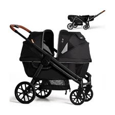 Tandem Wagon Stroller for 2 Kids, All-Terrain with Removable UV-Protection Ca...