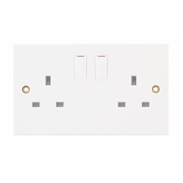 Selectric Square Edged 2 Gang DP Switched Plug Socket 13A