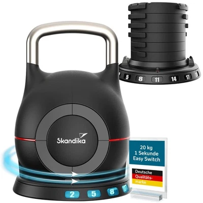 Skandika Kettlebell Paino Kugelhantel verstellbar 7 Stufen 2 bis 20 kg Neu