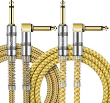 Guitar Cable 3FT, 2 Pack Straight to Right Angle 1/4 Inch Electric Guitar Cord w