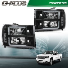 Clearblack Led Drl Headlights Fit For 2007-2013 Gmc Sierra 1500 2500hd 3500hd