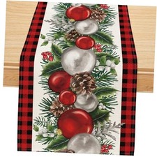 Christmas Table Runner, Buffalo Plaid Christmas Ball Decorations Christmas