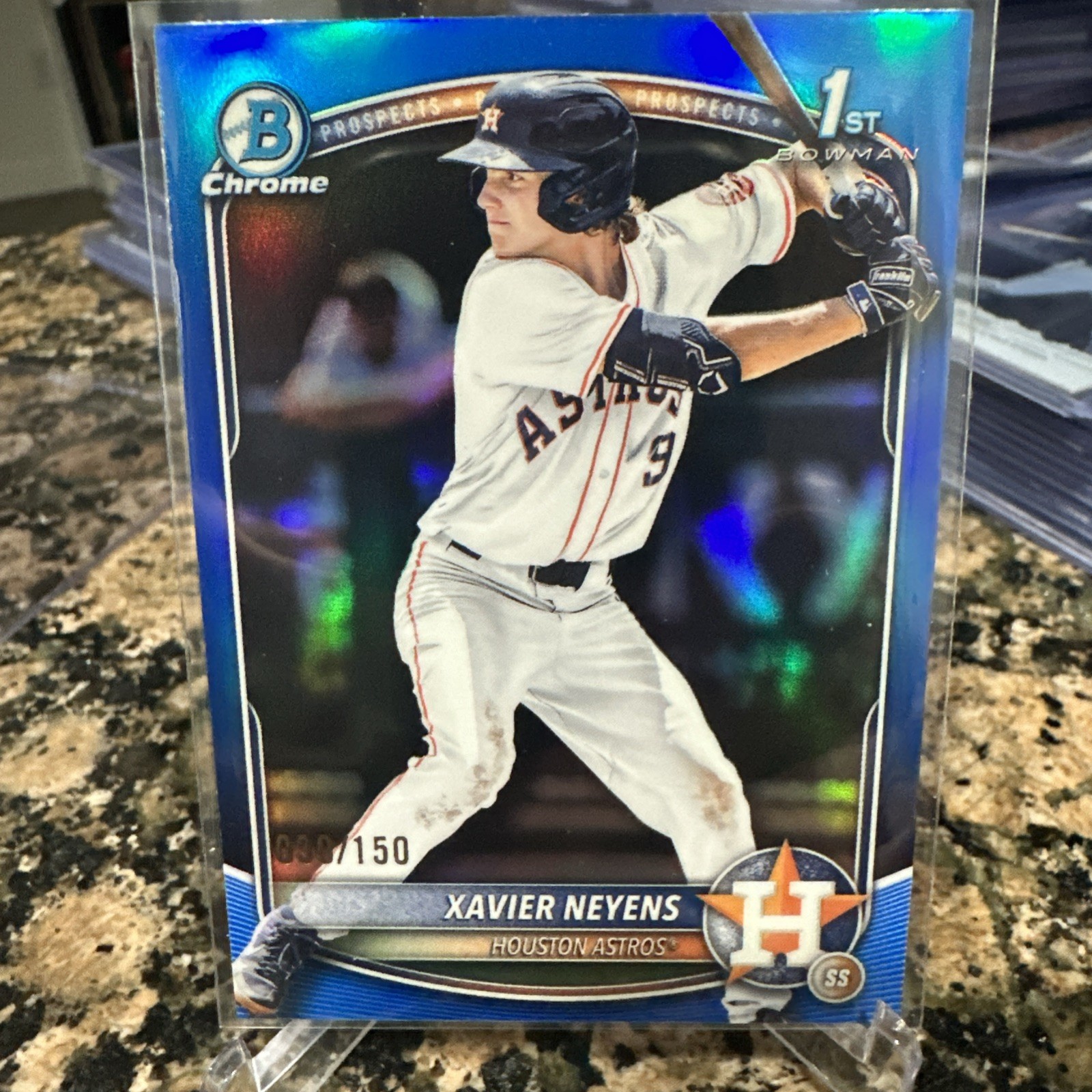 XAVIER NEYENS 2025 BOWMAN CHROME DRAFT 1ST BLUE REFRACTOR ASTROS /150 💎🔥