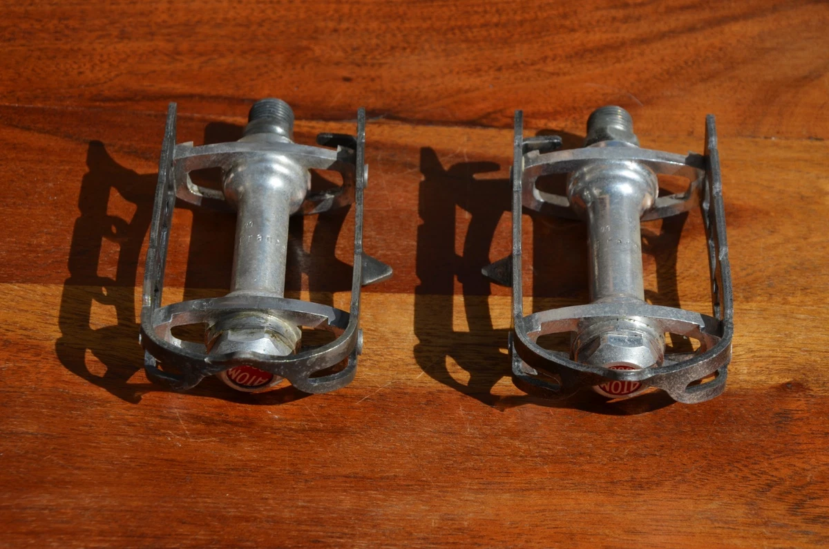 Pédales Vintage ATOM En Acier - Pour Vélo Ancien Ou Rétro - Plateformes Silver - Occasion