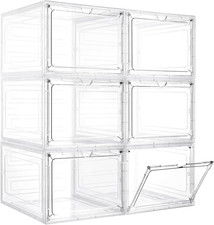 6 Pack Storage Bins with Lids, 19 Qt Stackable Clear Storage Box Stackable Sto