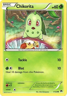 Chikorita - 1/122 - Common (Lp) BREAKPoint - Grass Pokémon