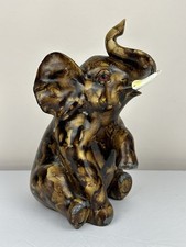 Large Setting Elephant Figurine Decor Brown Modeled Resin Animal Collectible