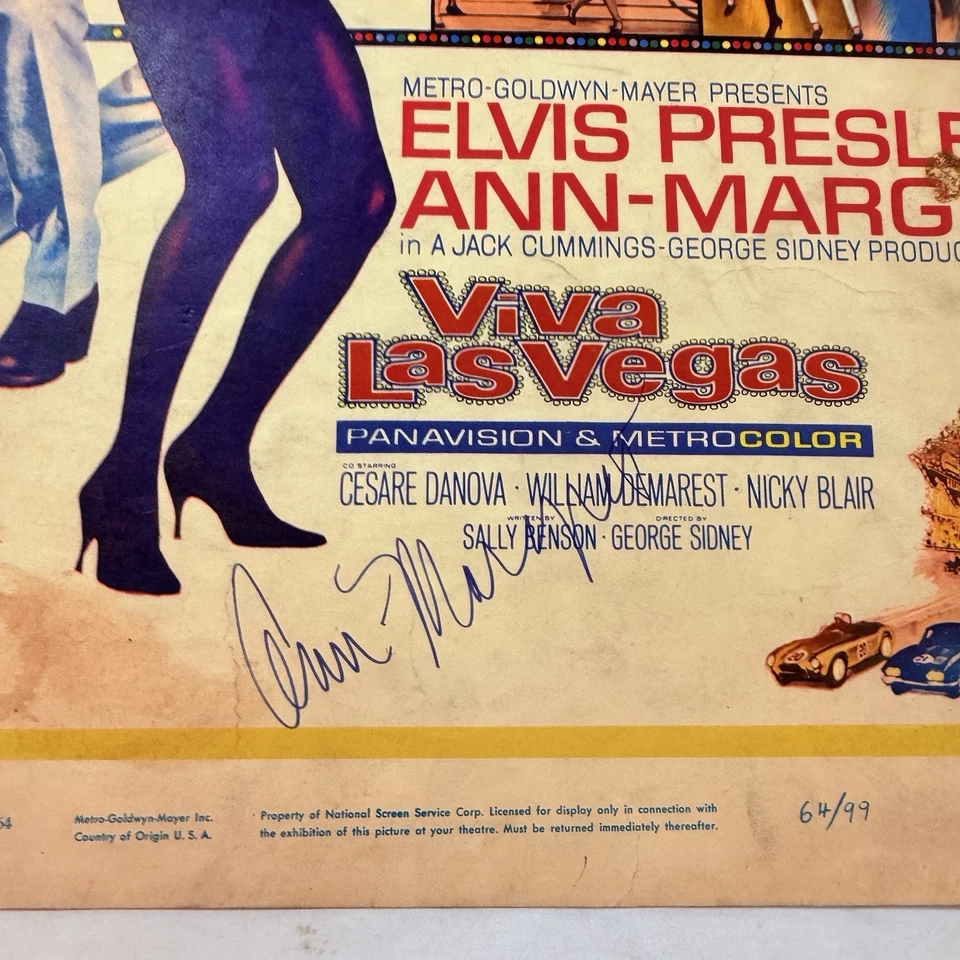 1964 Elvis Presley Viva Las Vegas Original Window Poster Signed By Ann Margret - Image 3 of 4