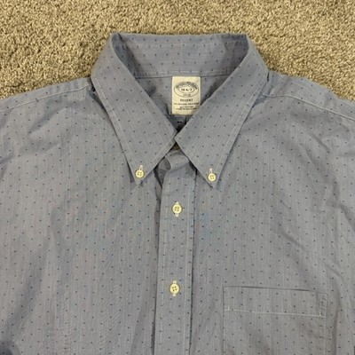 Brooks Brothers Regent Dress Shirt 18 6/7 Blue Micro Dot Button Down Cotton
