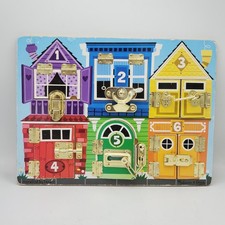 Melissa  Doug LATCHES BOARD Wooden Activity Numbered Doors Locks/Latches Puzzle