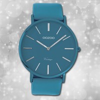 Oozoo Damenuhr Vintage Series C9878 Blau Lederarmband Quarz Analoguhr UOC9878