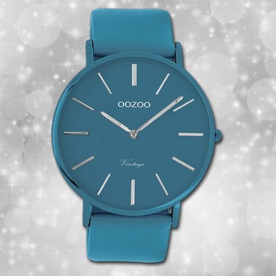 Oozoo Damenuhr Vintage Series C9878 blau Lederarmband Quarz Analoguhr UOC9878