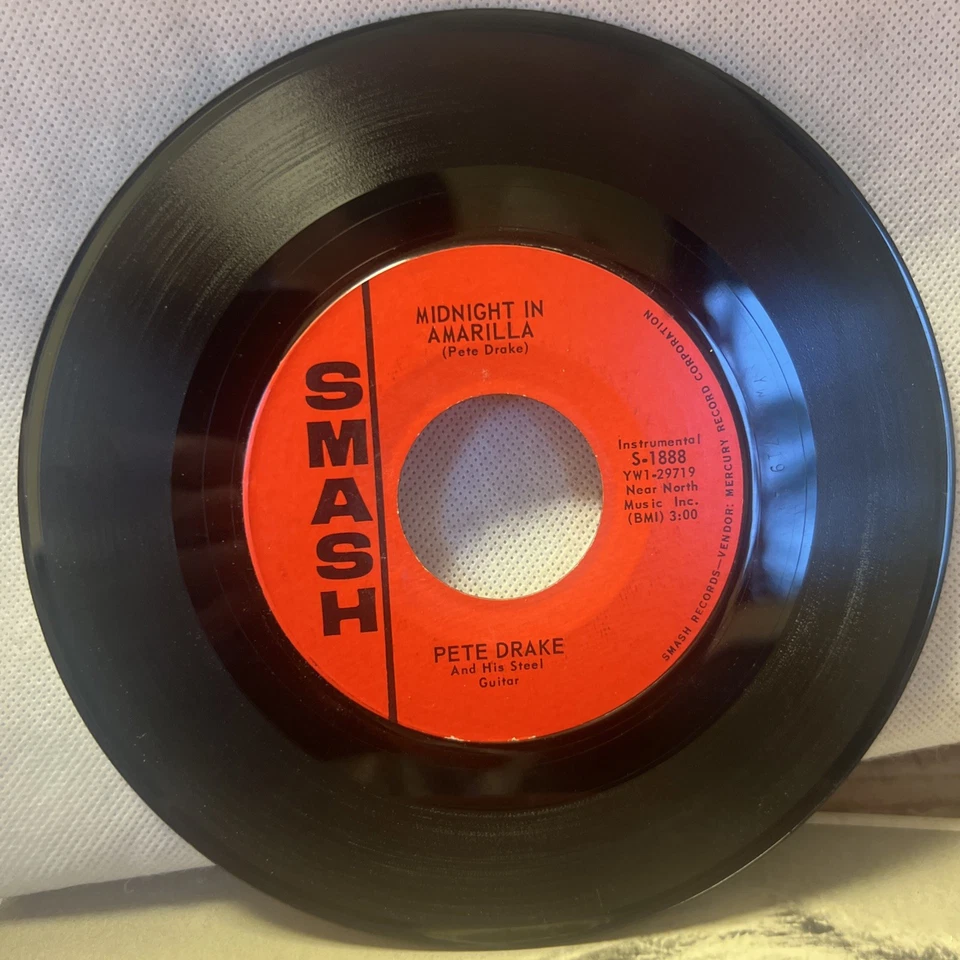 45 RPM Vinyl Record Pete Drake Forever/Midnight in Amarilla VG+ ULTRASONIC CLEAN Foto 2 de 4