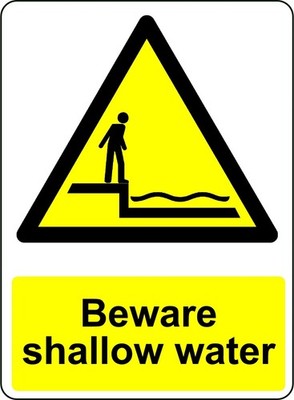 WARNING BEWARE SHALLOW WATER SAFETY SIGN Sticker Decal XV