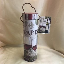 Tri-Coastal Wine Bottle Gift Tube Paris 13in Rope Handle Janelle Penner New