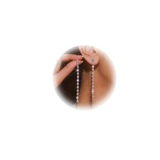 1Pair Simple Rhinestone Long Tassel Dangle Earrings Bridal Wedding Long Cryst...