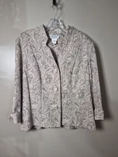 Women Miss Dorby Size 14 Suit Set Jacket With Shirt  Taupe Color With Flower...