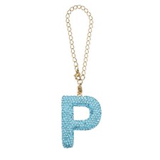 Letter Bag Charm Bling Glitter Letter Charm Initial, Blue, P Shape