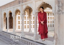 Women  s Fancy Party Wear Pakistani 3 Piece Suits  Article I-219, Ruby 