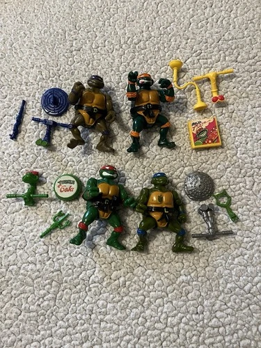 Vintage TMNT Set of 4 Head Dropping Turtles, Used, Complete