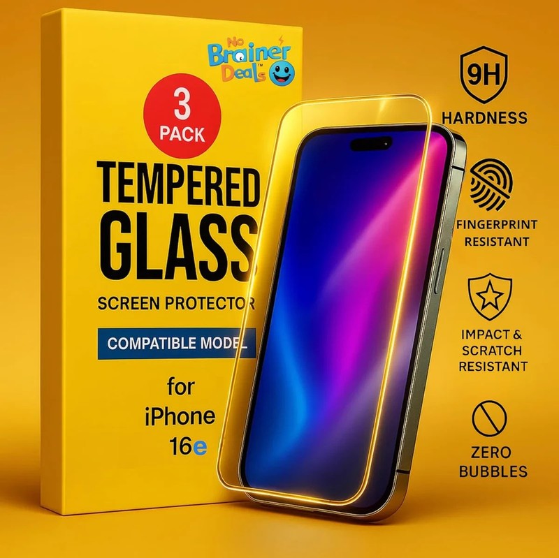 LOT OF  11 PACKS: 3-Pack iPhone 16e 6.1" Tempered Glass Screen Protector 9H