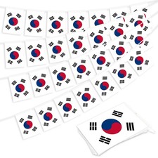 32.8 ft South Korea Flag Banner, 30 Pcs Mini Korean Country String Flags, Whi...