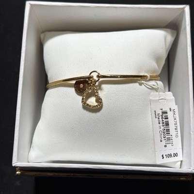 NWT MICHAEL KORS MKJX759710 GOLD-TONE LOGO HEART CHARM BRACELET