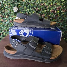 NIB Birkenstock Milano Crosstown Oiled Leather Black Sandals US Men Sz 10 EU 43