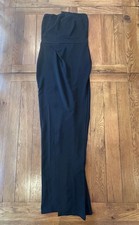Boohoo Black Front Slit Bodycon Dress Size 8 Maxi Evening Going Out Stretch
