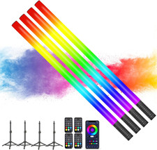 4 Pack RGB Tube Light with Adjustable Tripod, 2.8Ft LED Video Light with Music S