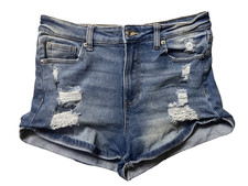 Girls Juniors Celebrity Pink Size 11/03 Blue 30" Waist Distressed Denim Shorts