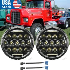 Pair Newest 7inch Round LED Headlights Hi/Lo Beam for Mack R Truck A++