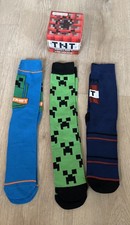 New Minecraft 3-pack Men s Size 10-13 Crew Socks In TNT Block Gift Set Bioworld