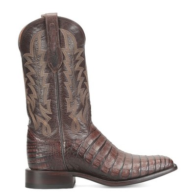 Justin Boots Panama Caiman Square Toe Pull On Cowboy  Mens Brown Dress Boots GR5