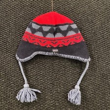 Patagonia Kids Winter Hat Earmuffs Tassels Fair Isle Pattern Red Blue