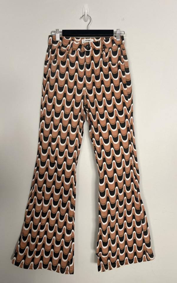 Cotton On Pants Flared Patterned Cotton Size 8 Boho Hippie Ex Condition