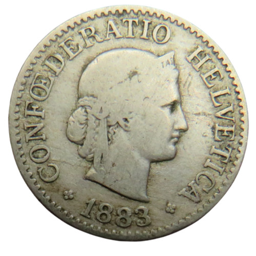 1883 Switzerland 10 Rappen Coin