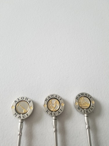 VINTAGE HAWAII KAUAI WAIKIKI MAUI COLLECTIBLE PEWTER SOUVENIR SPOON LOT - Picture 6 of 6