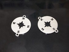 1pz ciondolo connettore rosa dei venti acciaio inox 23x17mm colore argento scuro