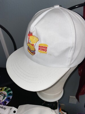 Vintage White Burger King Hats Snapback Lot of Two Burger Fries