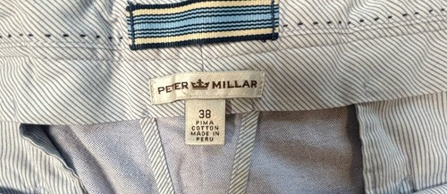 Peter Millar Shorts Men's 38 Blue Striped 9" Inseam Flat Front - Picture 6 of 7