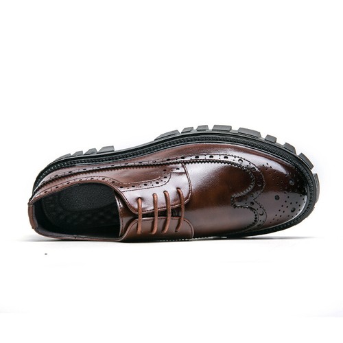 Zapatos sin cordones de moda transpirables con correa de cuero sintético de plataforma para hombre - Imagen 16 de 19