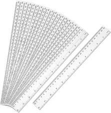 20 Pack Clear Plastic Ruler 12 Inch Straight Ruler Flexible Ruler with Inches an